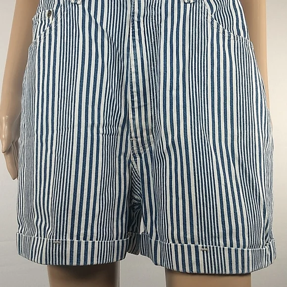 Northcrest Jean Co High Rise stripey rolled cuff shorts Size 12 SHOPKO Vintage - Picture 8 of 17